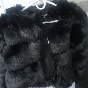 Fashion nova black fluffy coat